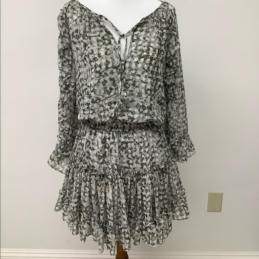 Misa floral chiffon semi sheer mini dress